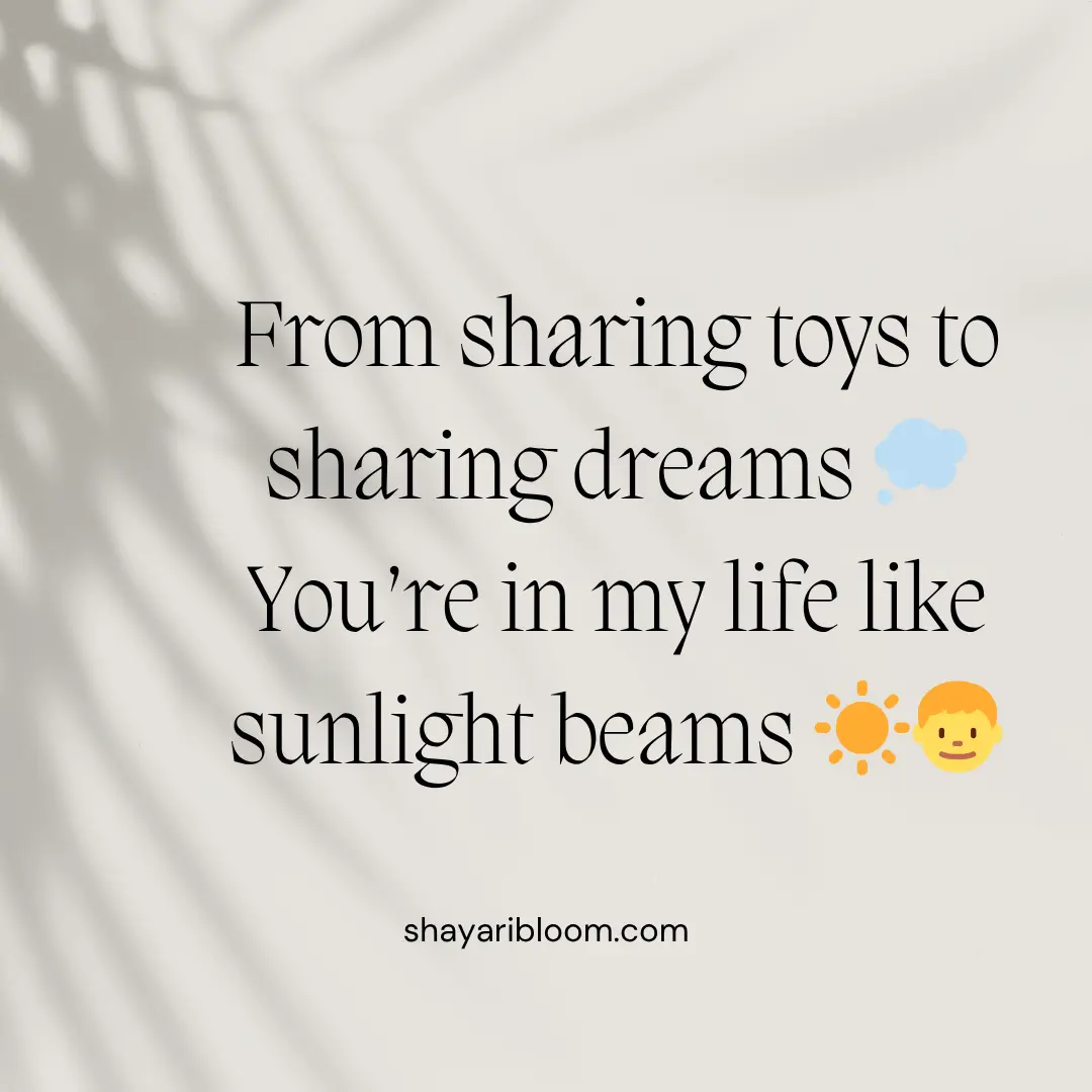 Bhai ke Liye Shayari in English to share Your Love with Blood 17 From sharing toys to sharing dreams
You’re in my life like sunlight beams