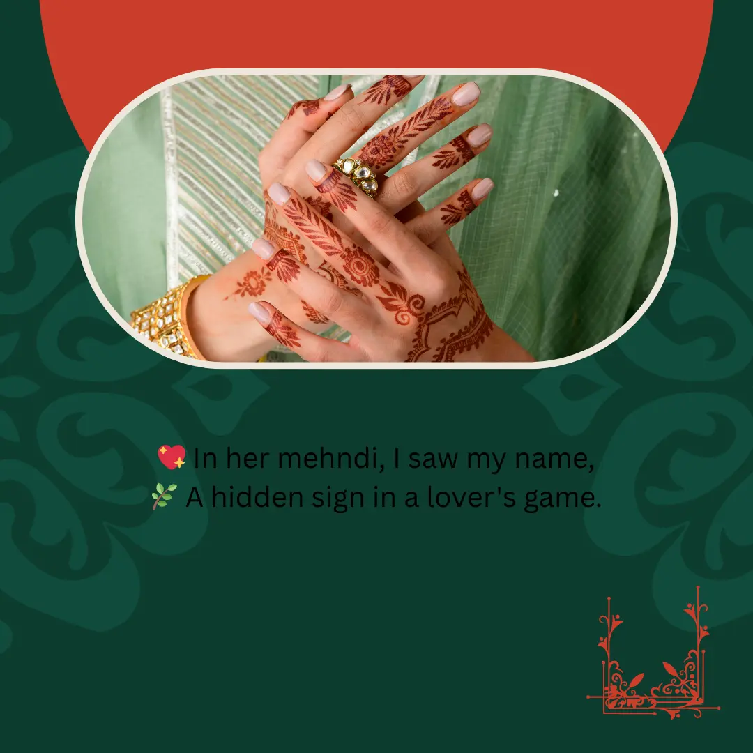 2 Lines Mehndi Shayari & Quotes in English Make the Movement Memorable 4 Mehndi Shayari 2 Lines in English